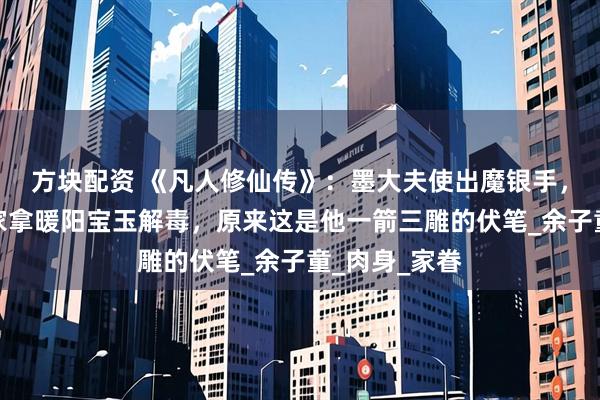 方块配资 《凡人修仙传》：墨大夫使出魔银手，让韩立到墨家拿暖阳宝玉解毒，原来这是他一箭三雕的伏笔_余子童_肉身_家眷